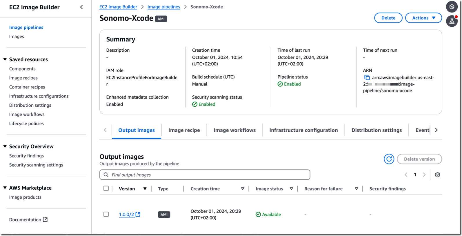 Image Builder - AMI build succeeded