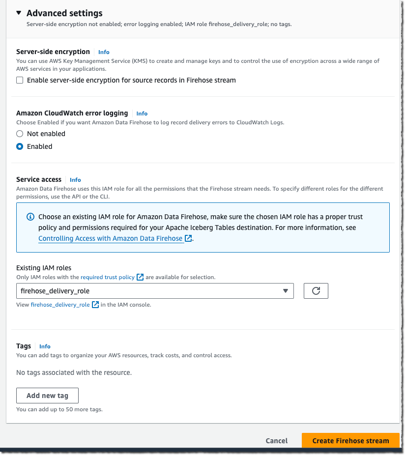 Firehose 스트림 생성 - 화면 5