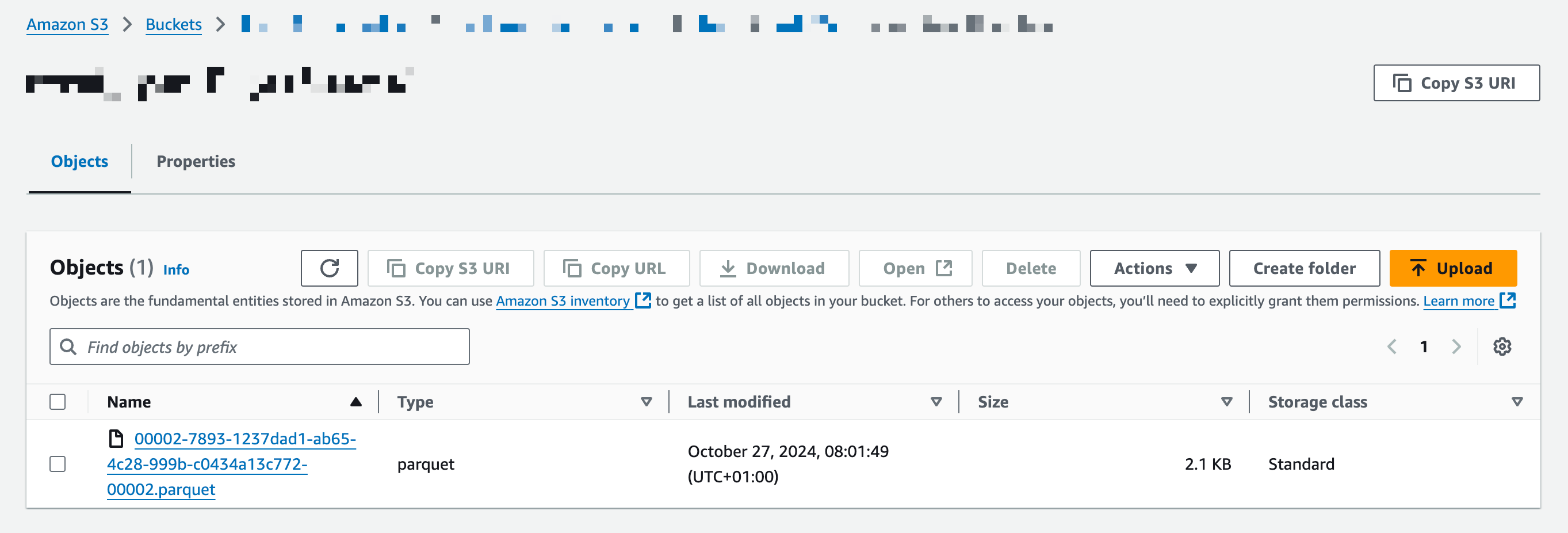 S3 버킷에서 parquet 파일 보기
