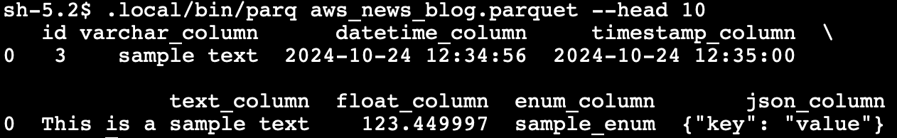 Parquet 파일 내용