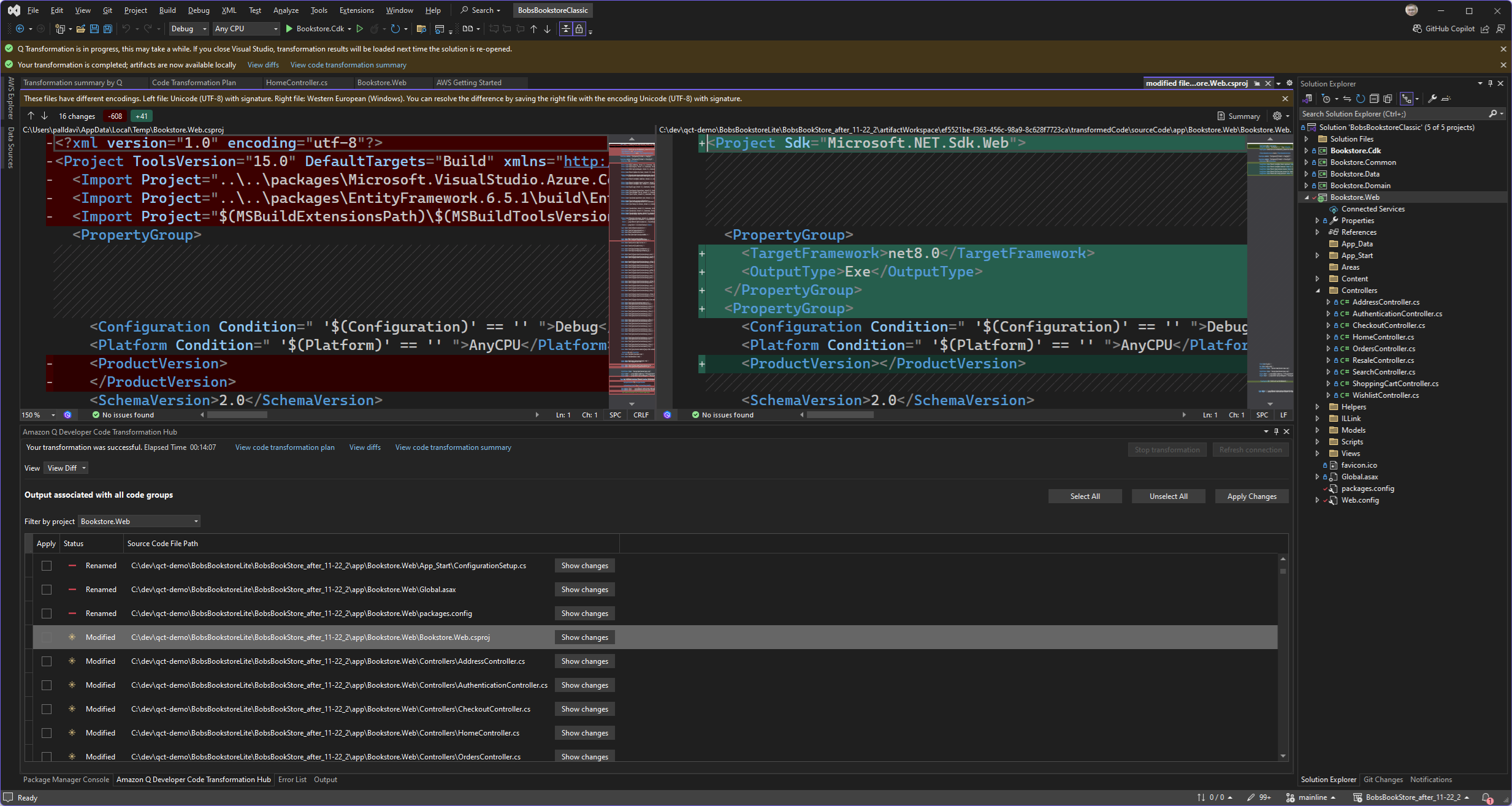 Screnshot showing difference between updated and original code