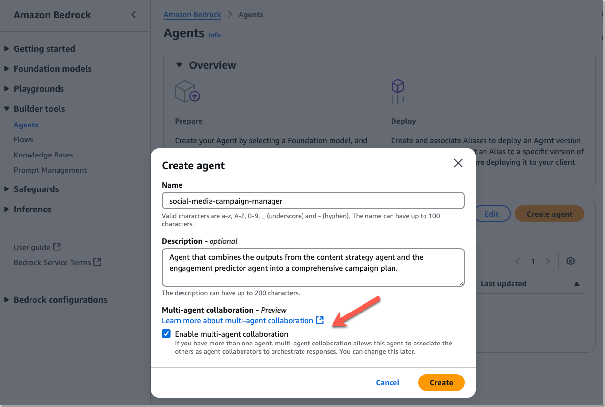 Enable multi-agent collaboration in Amazon Bedrock
