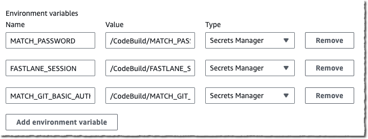 Codebuild - Fastlane match를 위한 환경 변수