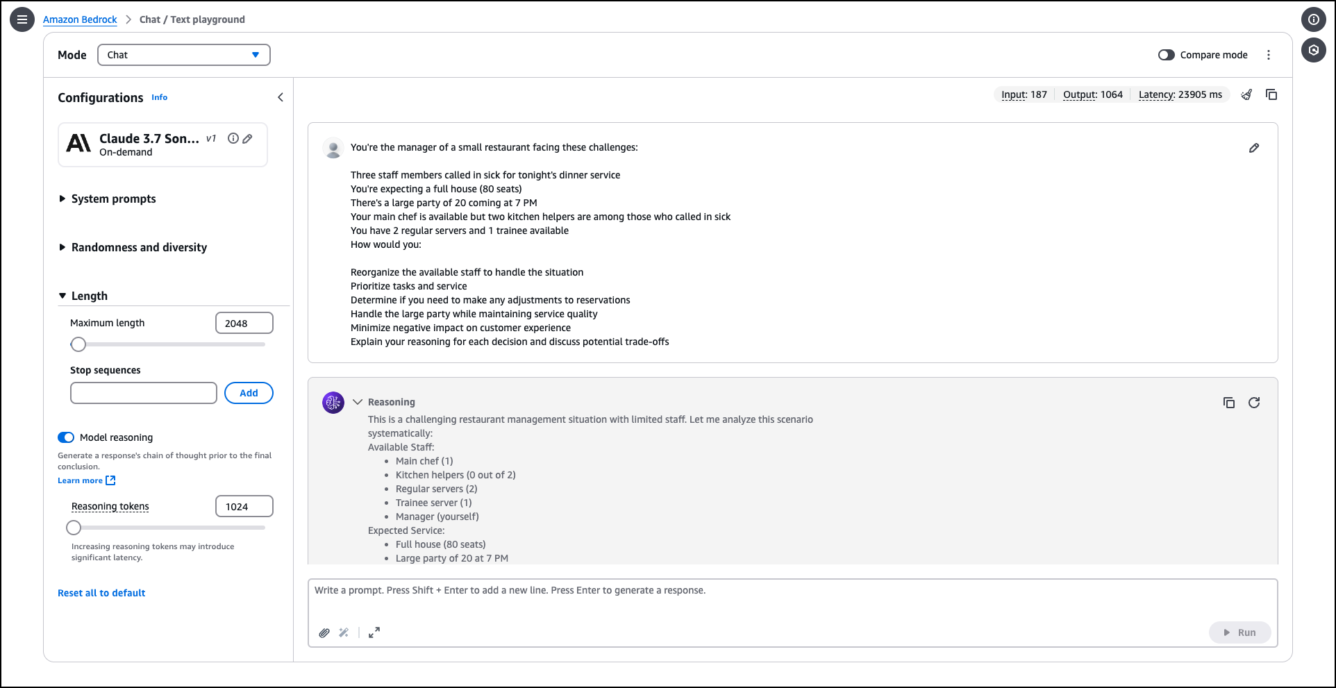 Chat / Text playground