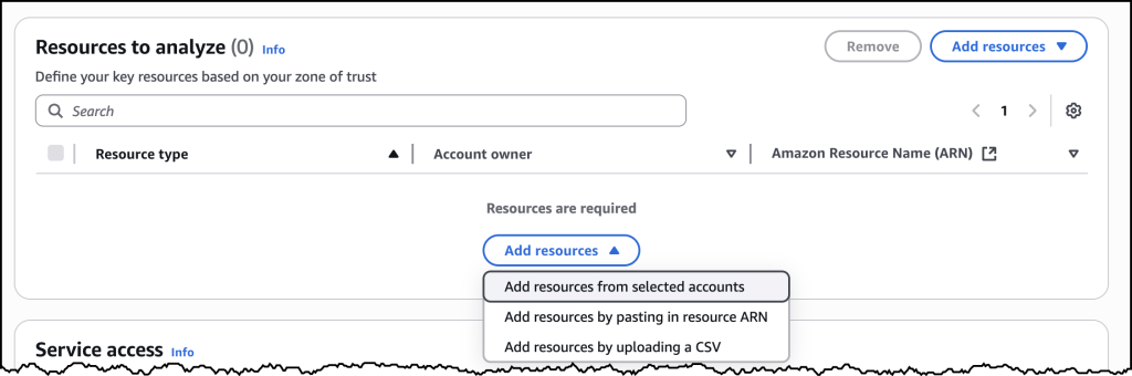 AWS コンソールでアナライザーを作成するスクリーンショット