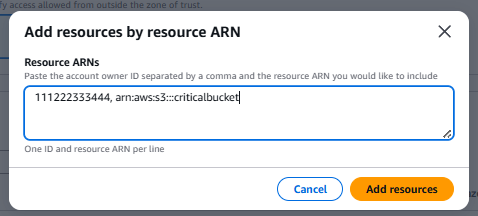 AWS コンソールでアナライザーを作成するスクリーンショット