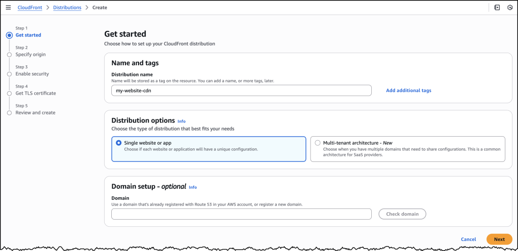 New onboarding experience for Amazon CloudFront