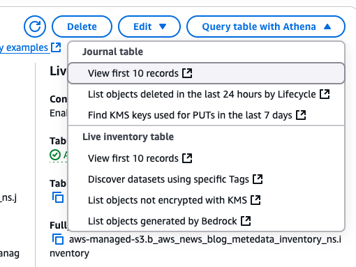S3 Metadata,使用 Athena 进行查询