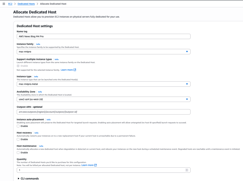 EC2 Mac M$ — 专属主机