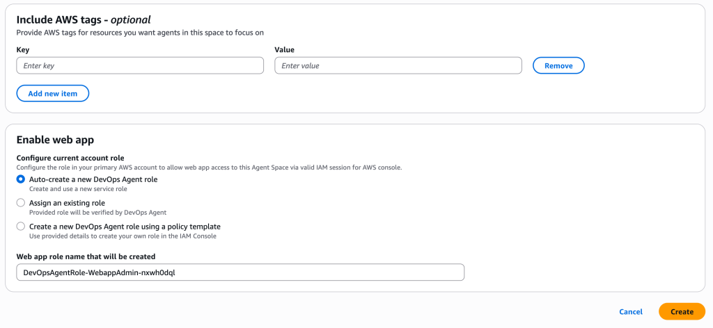 AWS DevOps Agent - Enable Web App