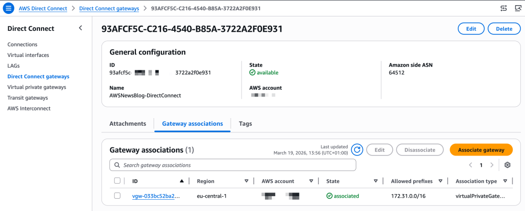AWS Interconnect CGW 연결