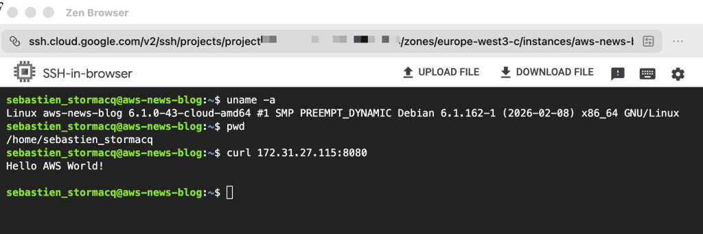 AWS Interconnect: GCP에서 AWS로 curl