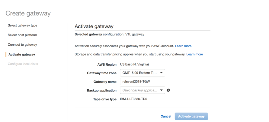 Input gateway-related information and backup application