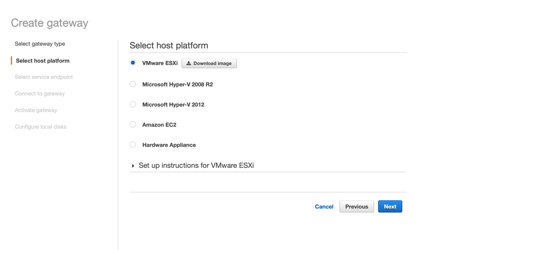 Select host platform to install gateway software