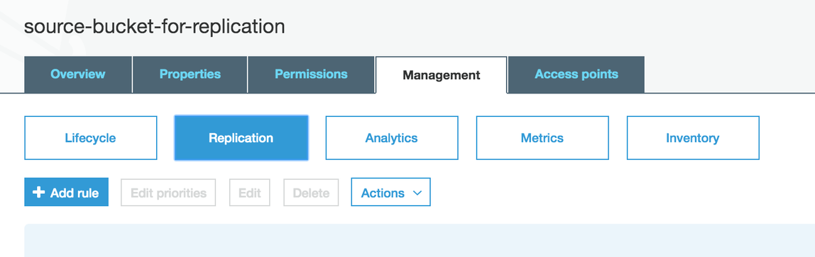 Navigate to the Management tab and select the Replication option