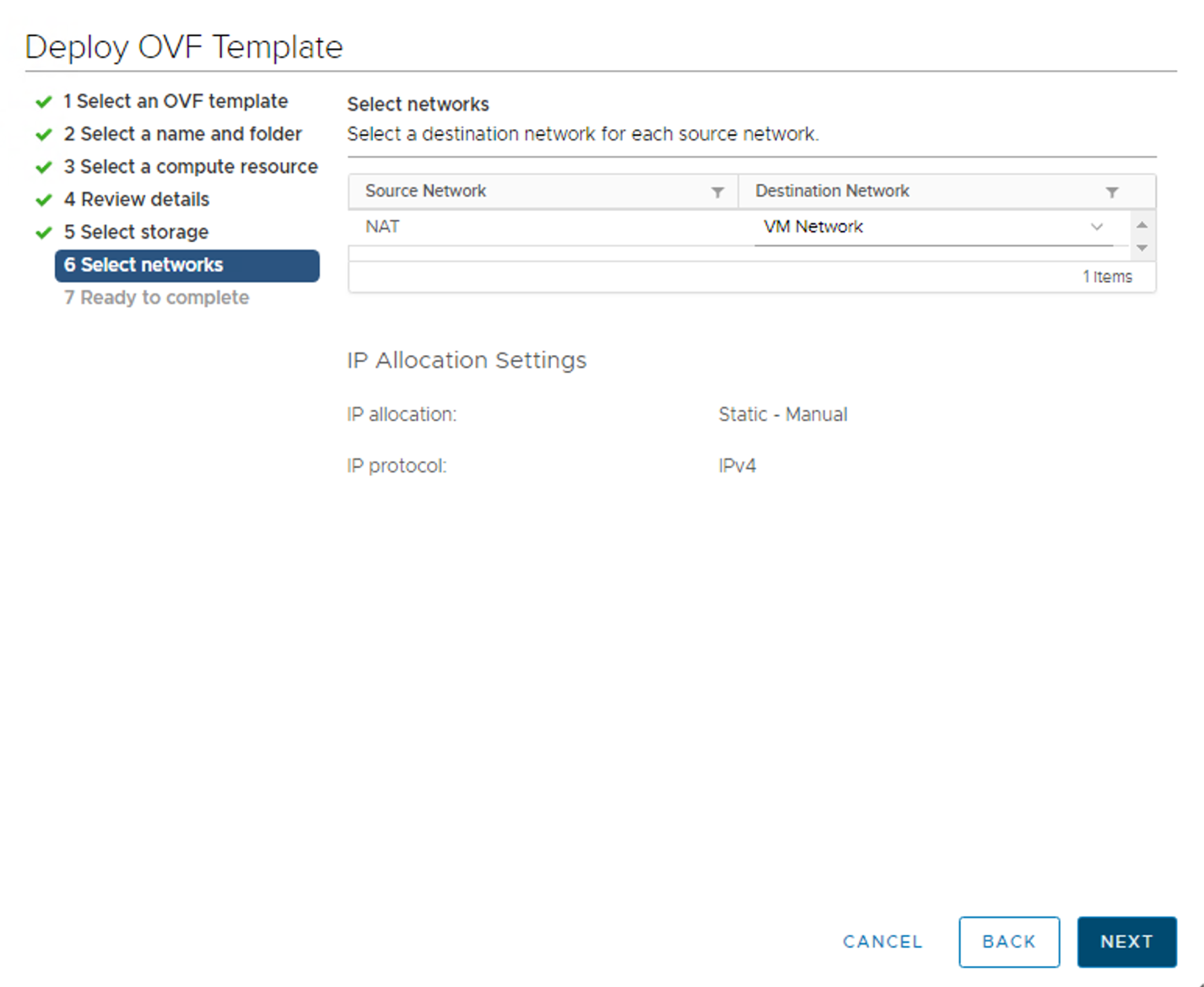 Figure 10. Selecting network