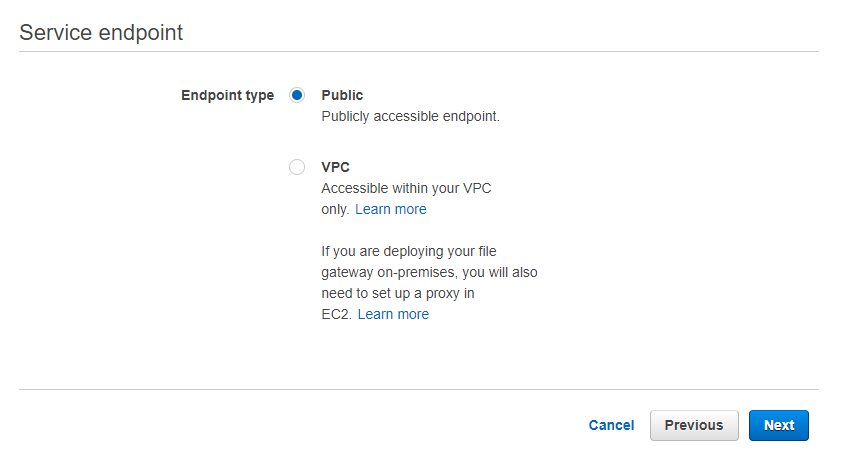 Figure 20. Select service endpoint