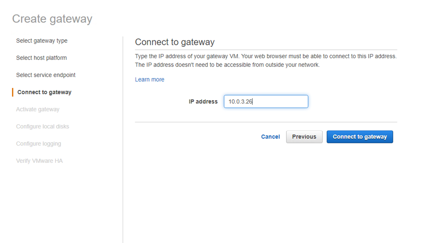 Figure 21. Provide IP address and connect to gateway