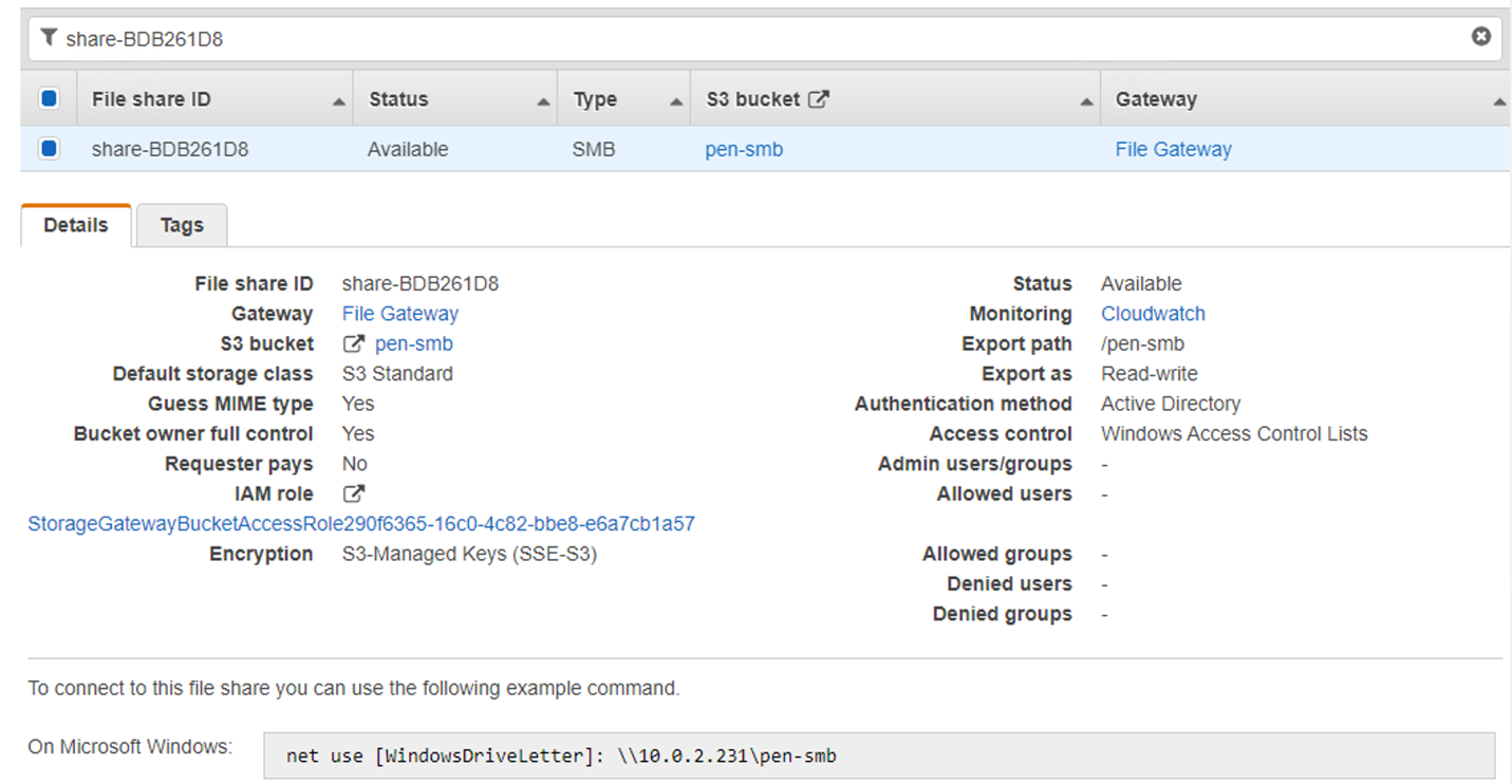 Figure 31. Command to map the SMB file share