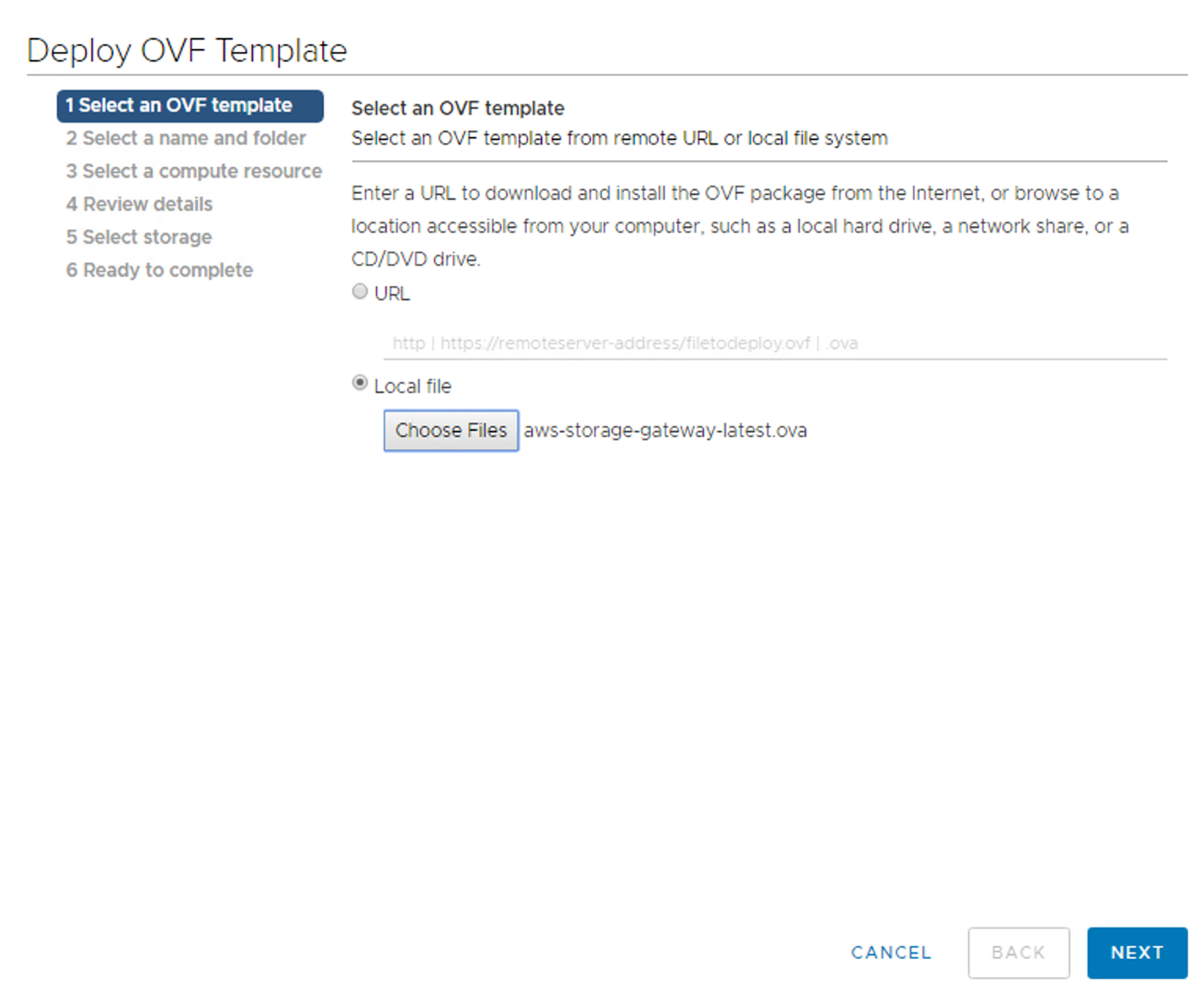 Figure 5. Deploy OVF Template