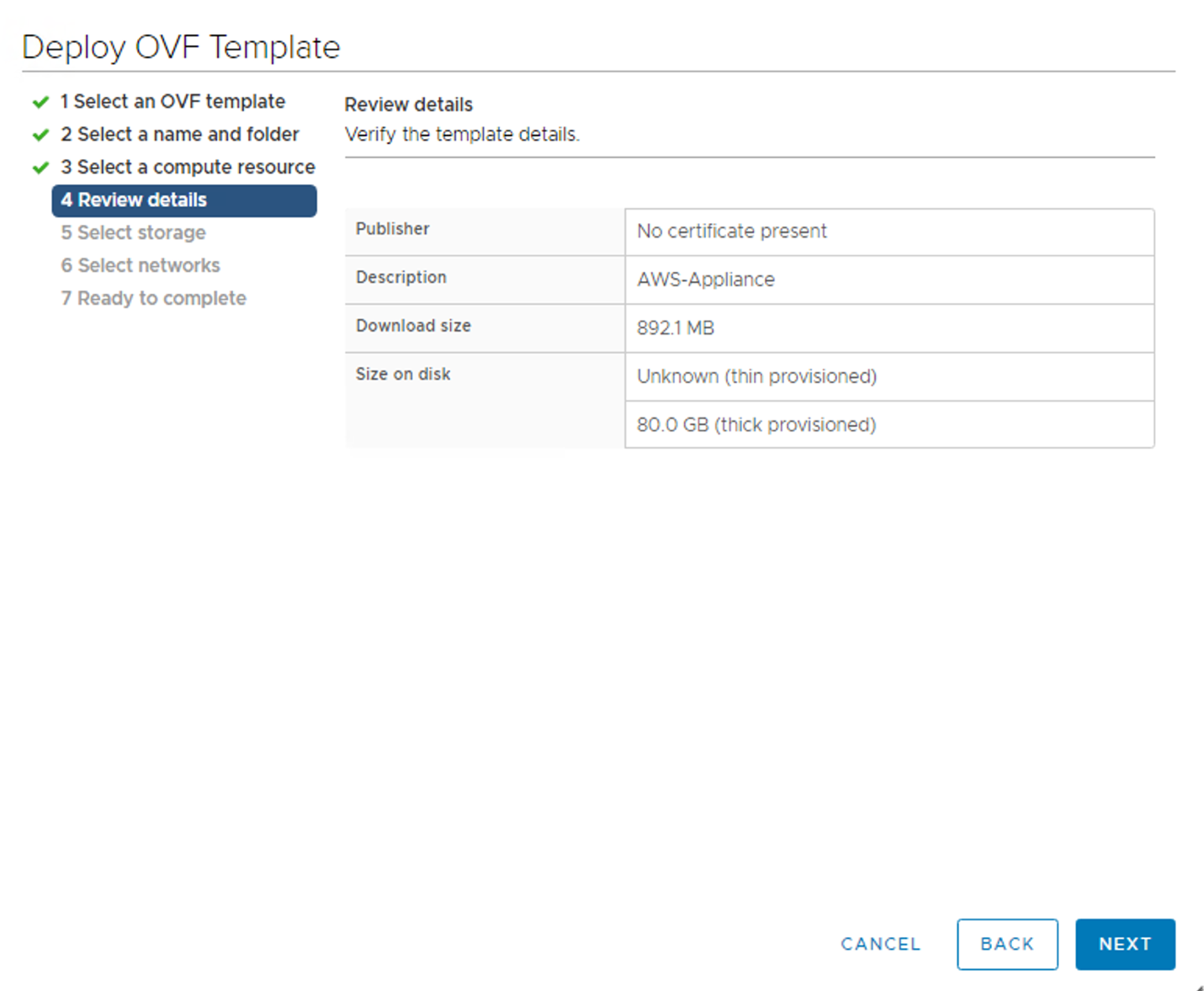 Figure 8. Reviewing and verifying the template details