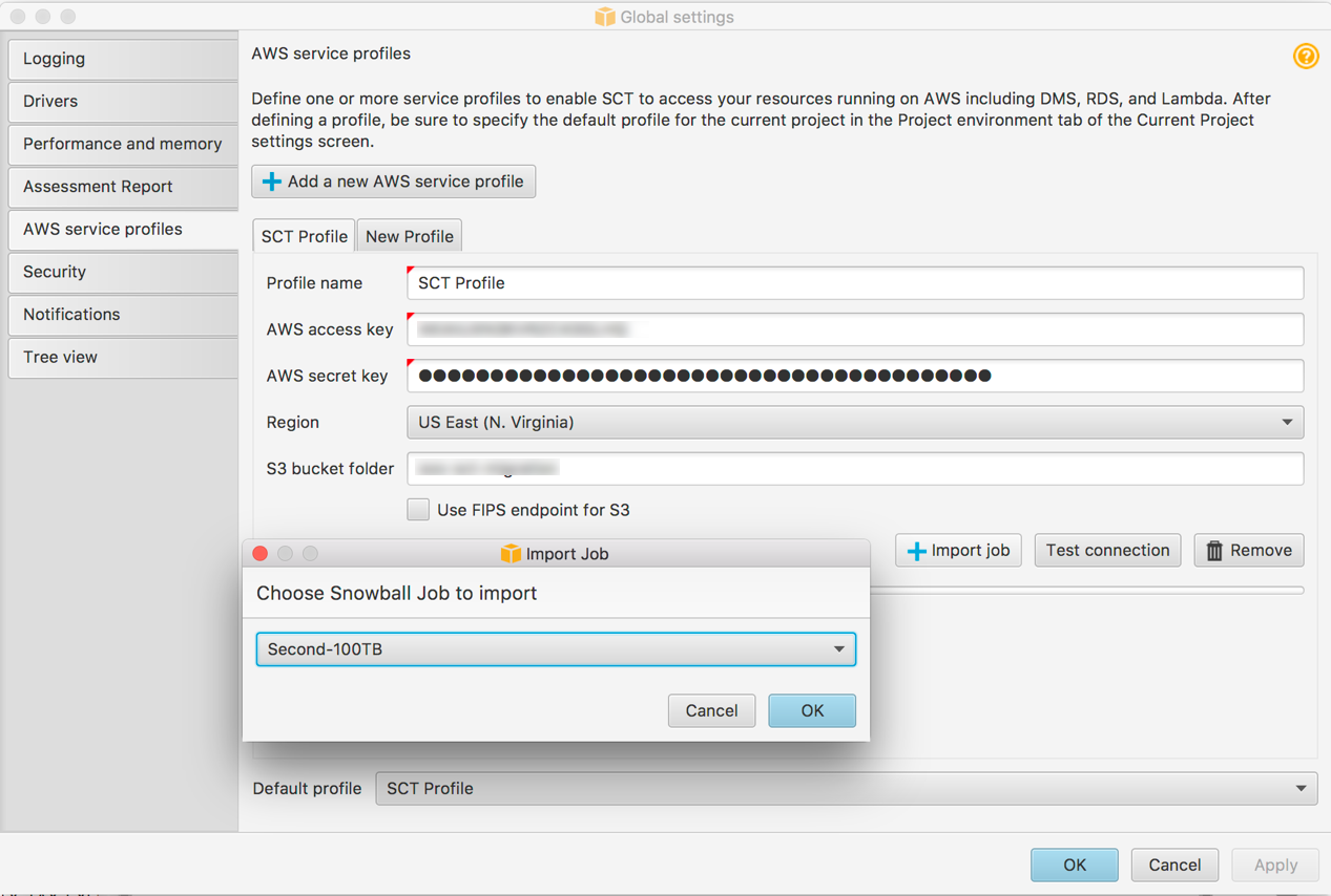 Choose Import Job, choose the Snowball Edge job from the list, and then choose OK.