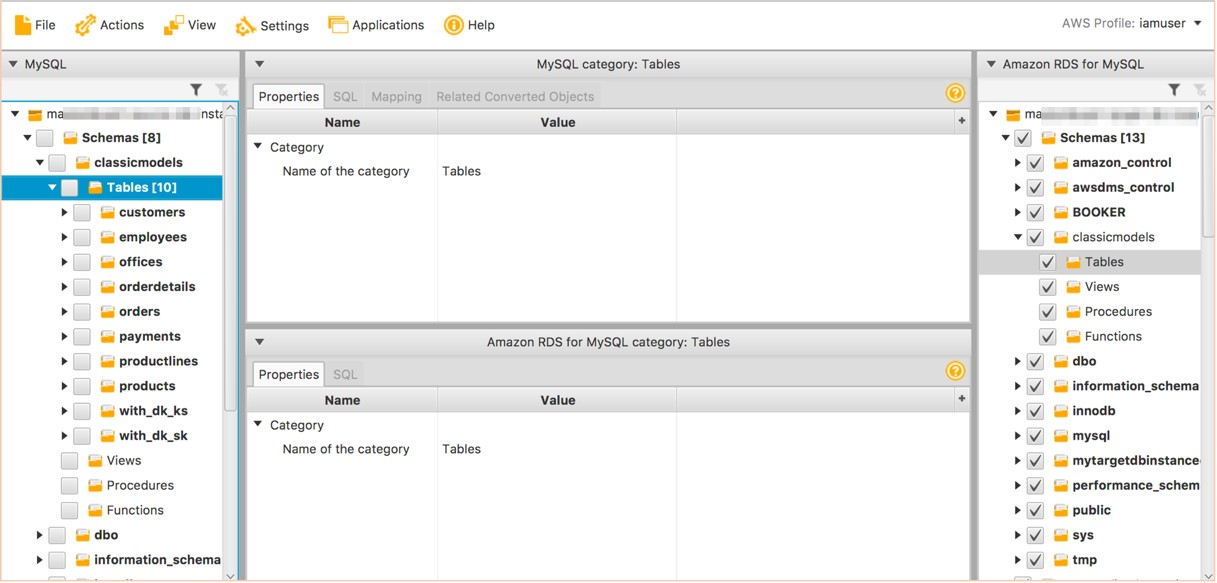When the AWS service profile is configured in AWS SCT, you can use the source and target database details to create a new project in SCT.