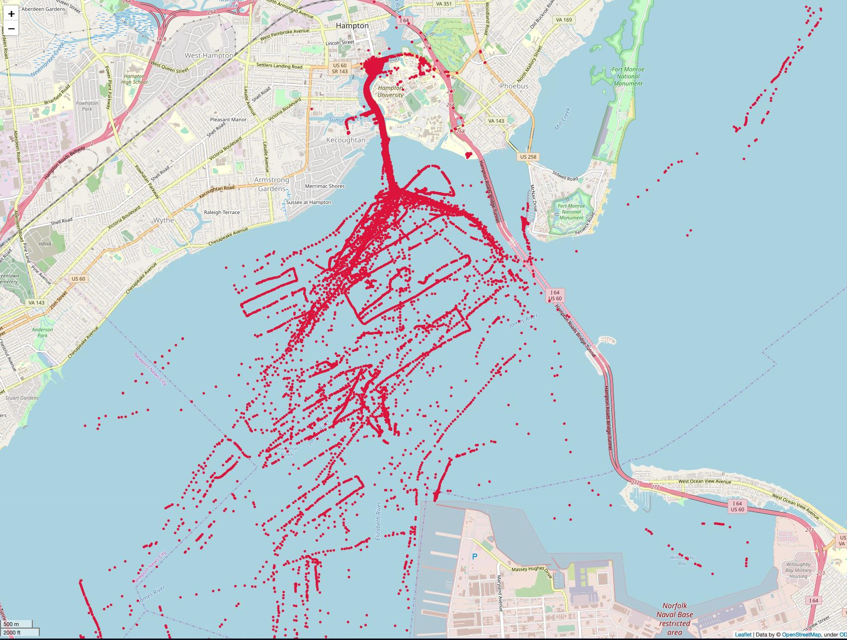 Figure 6 - Raw GPS sensor data collected during the SAR forum