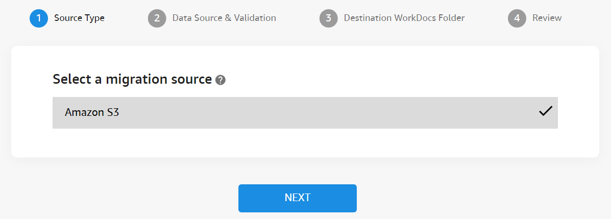 For Source Type, select Amazon S3