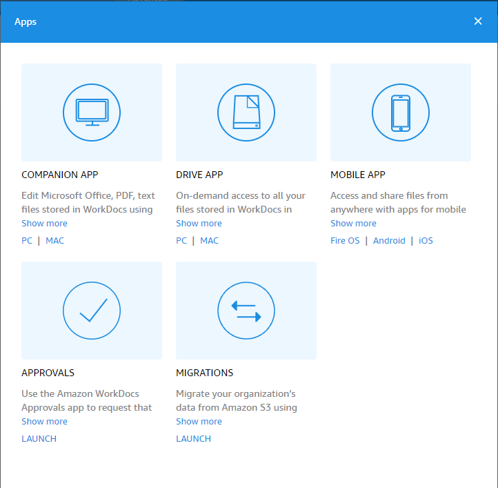 The first thing you must do to schedule a migration is to go to the WorkDocs console. Then you must select Apps and then select Migrations