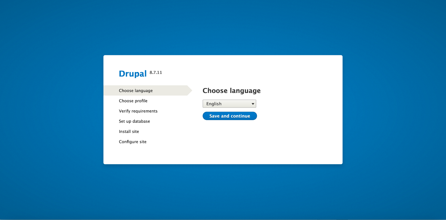 Go to the web browser and start the Drupal installation.