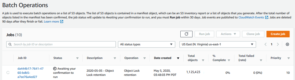 Running the S3 Batch Operations job