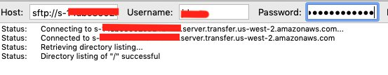 Logging into the SFTP client - in the password filed, enter the Okta user's password and then the MDA token from Google Authenticator, all as a single string