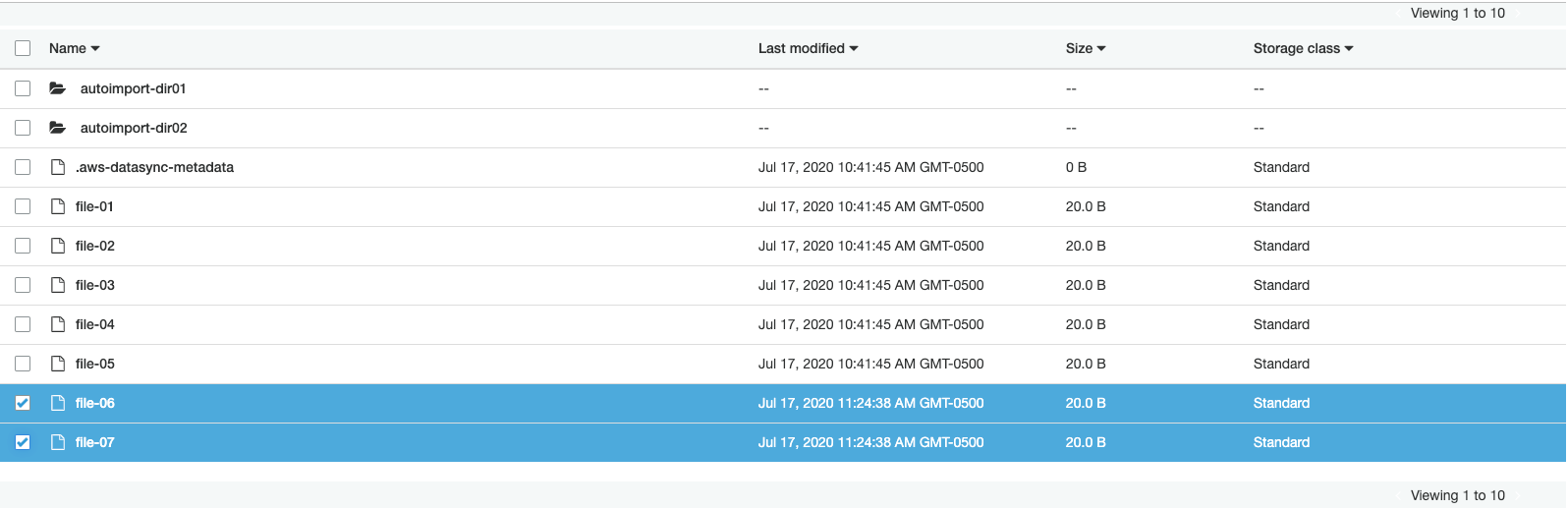 Upon checking the file system, we can see that FSx for Lustre has automatically imported these new objects into the file system. FSx for Lustre typically imports new objects within seconds of being added to S3, but can sometimes take a minute or longer.