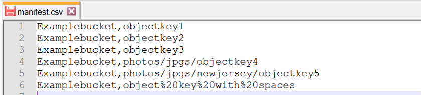 An example of a manifest CSV file without version IDs (1)