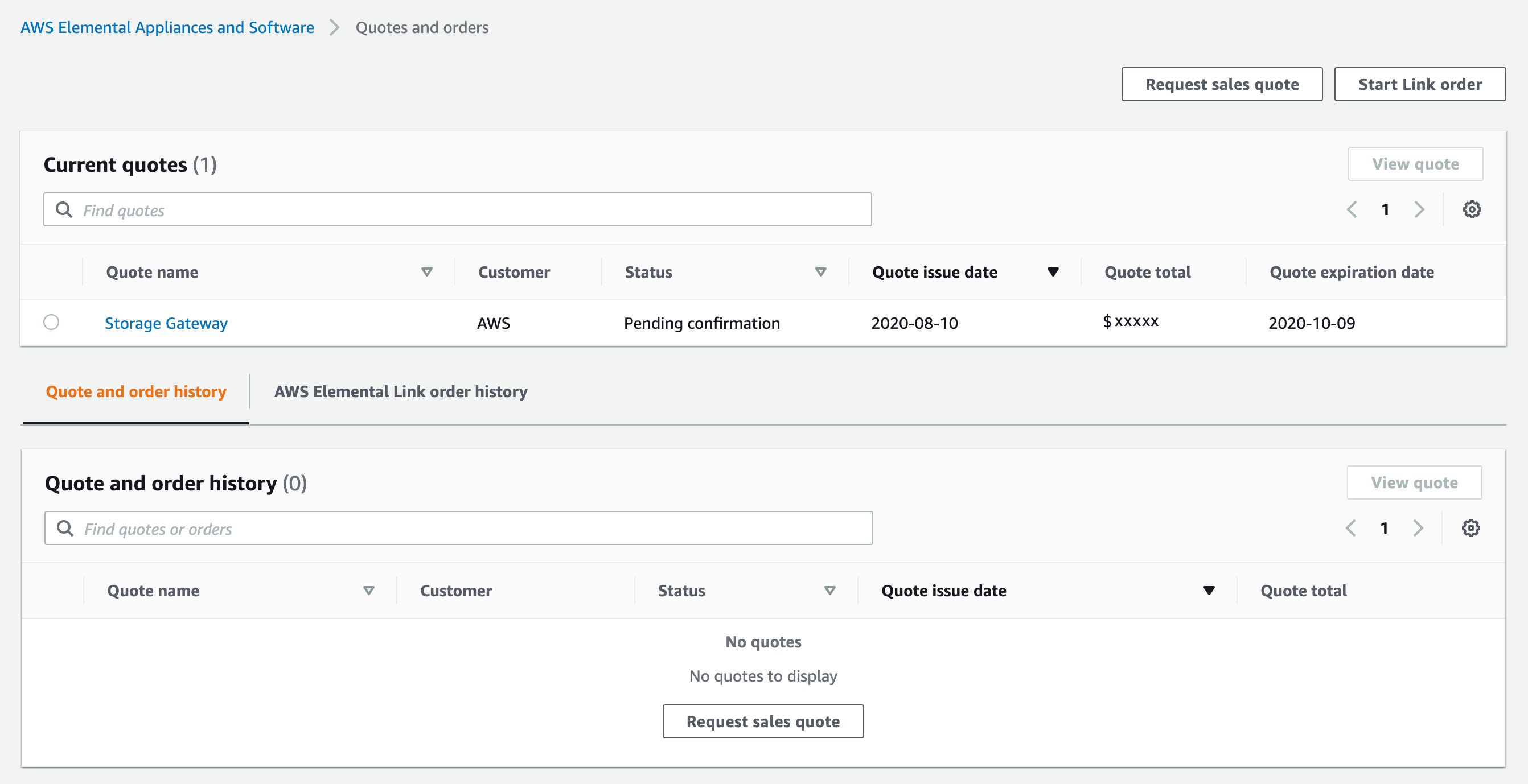 On the Quotes and Orders page, you are able to review the status of all current quotes, and also view your full order history.