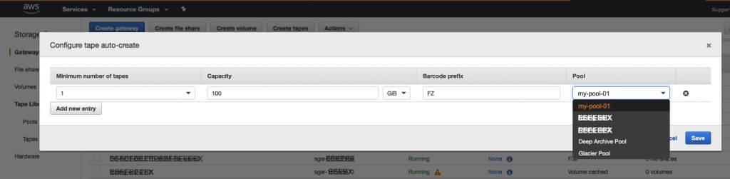 Configure tape auto-create with custom pool