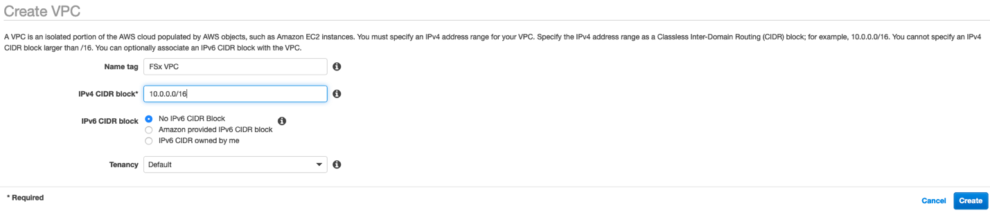 Create a new Amazon VPC - name your Amazon VPC and choose Create.