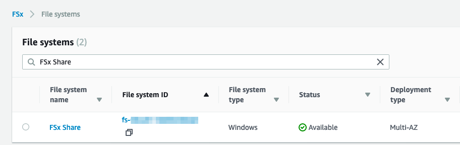 Once the file system is finished creating, access the details and note the DNS name