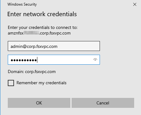 When prompted, enter the administrator credentials