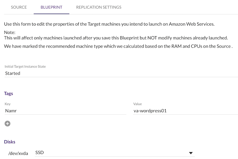 For Disks, you can choose the same disk type as the source instance or a different disk type.