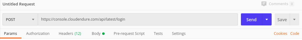 Post request to the login URL