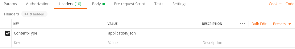 Required headers for a login call