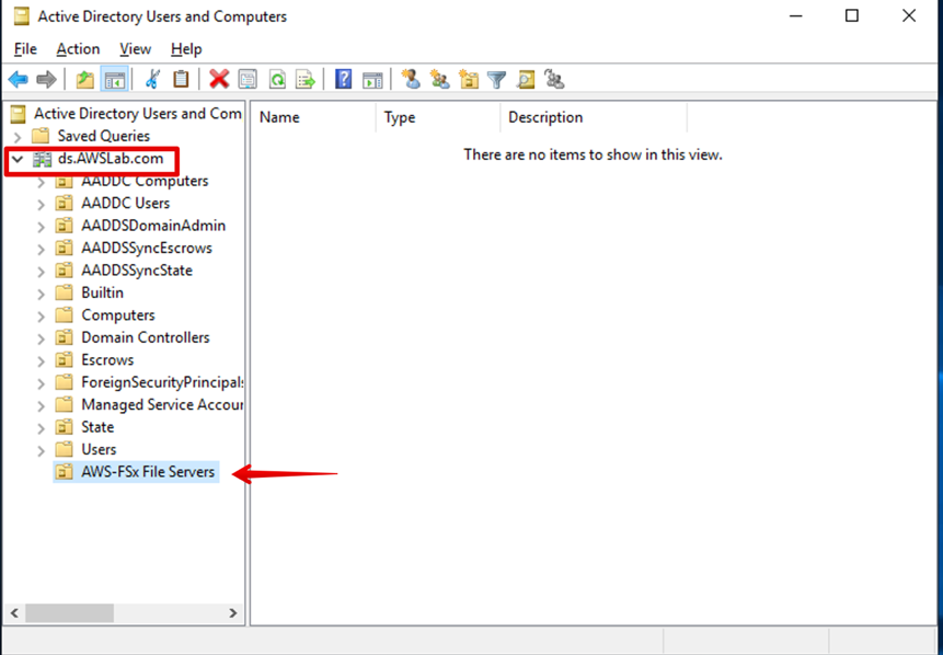 Create an OU for Amazon FSx and Group