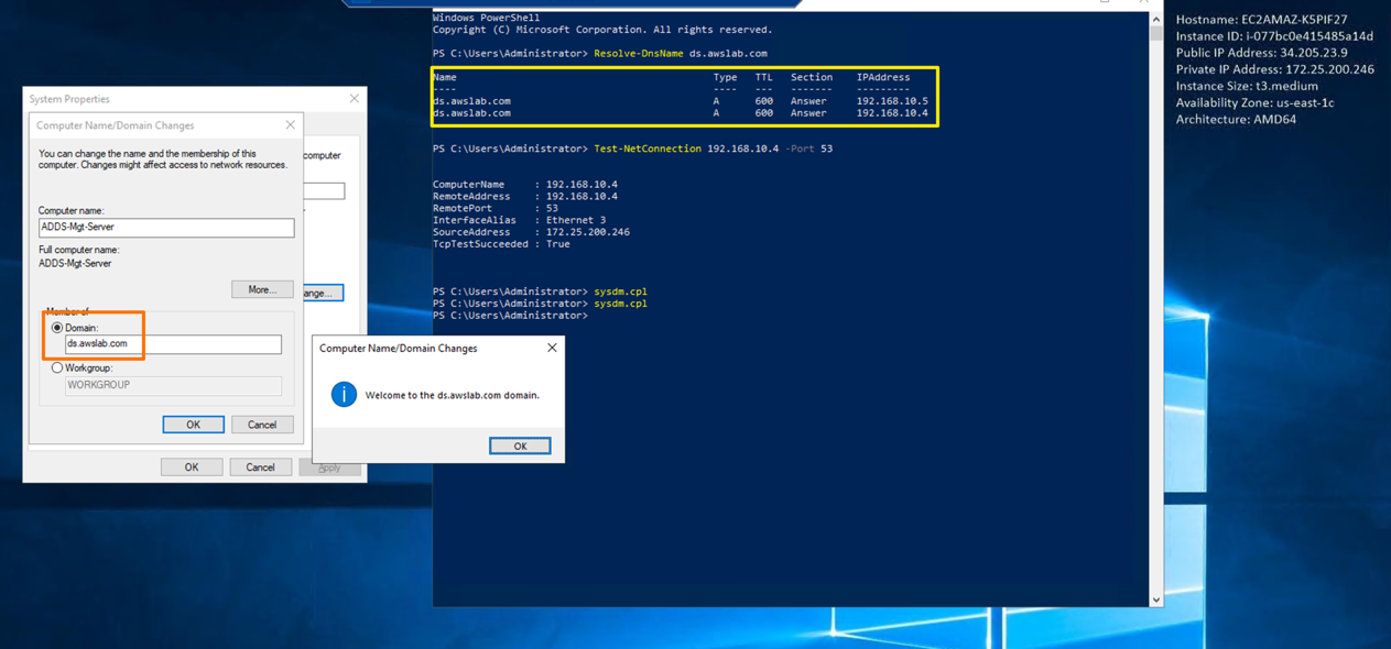 Join the EC2 instance to the Azure Active Directory Domain Services domain