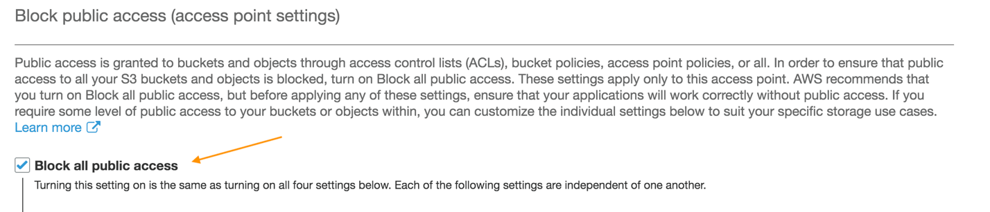 Select Block all public access