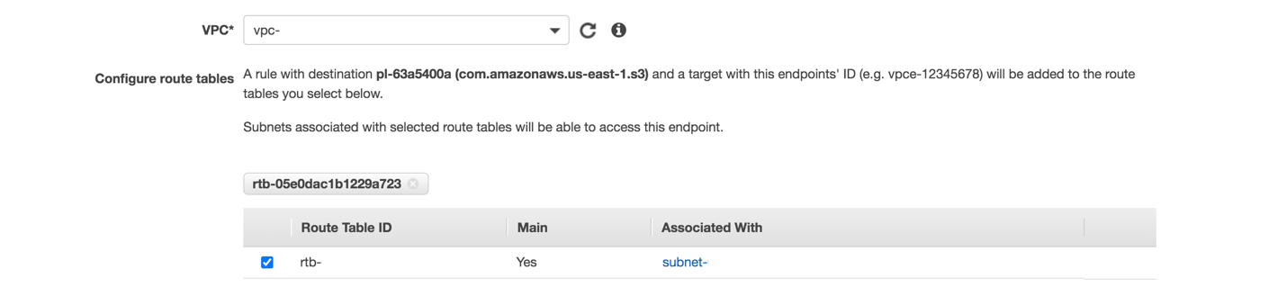 Select the VPC and subnet where you want the endpoint to be created. Only resources in the selected subnets are able to access the Amazon S3 endpoint.