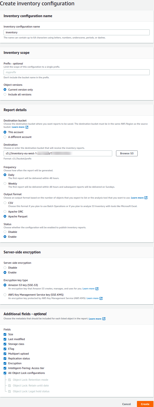 Create your S3 Inventory configuration