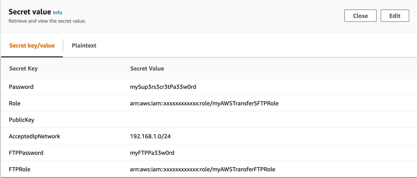 If you would like to use different roles and passwords for each connection protocol, you can also prefix the Role and Password keys with the protocol.