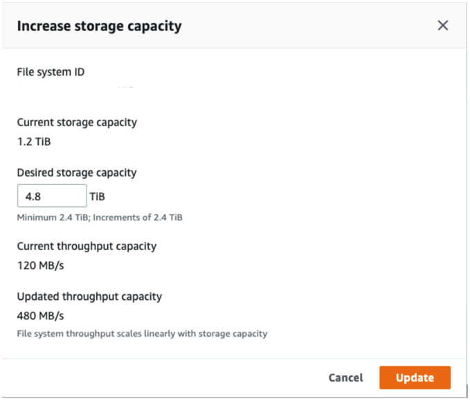 You can define the new desired size based on the Deployment type already selected